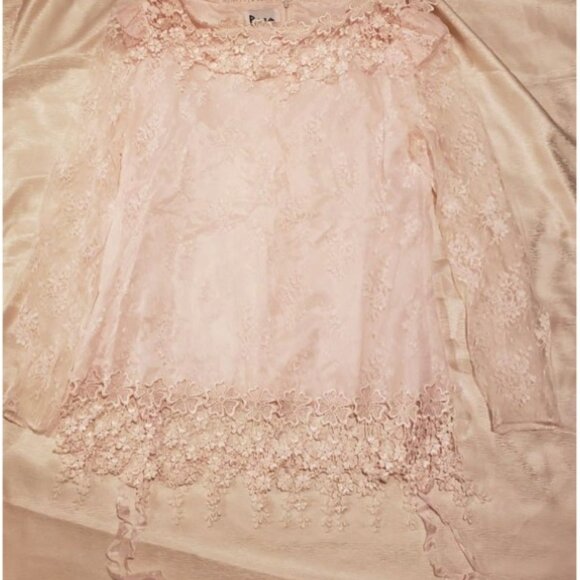 🌸 1980s Blush Pink Lace Skirt Set — Fairycore Elegance / Vintage Formality | M - Picture 11 of 12